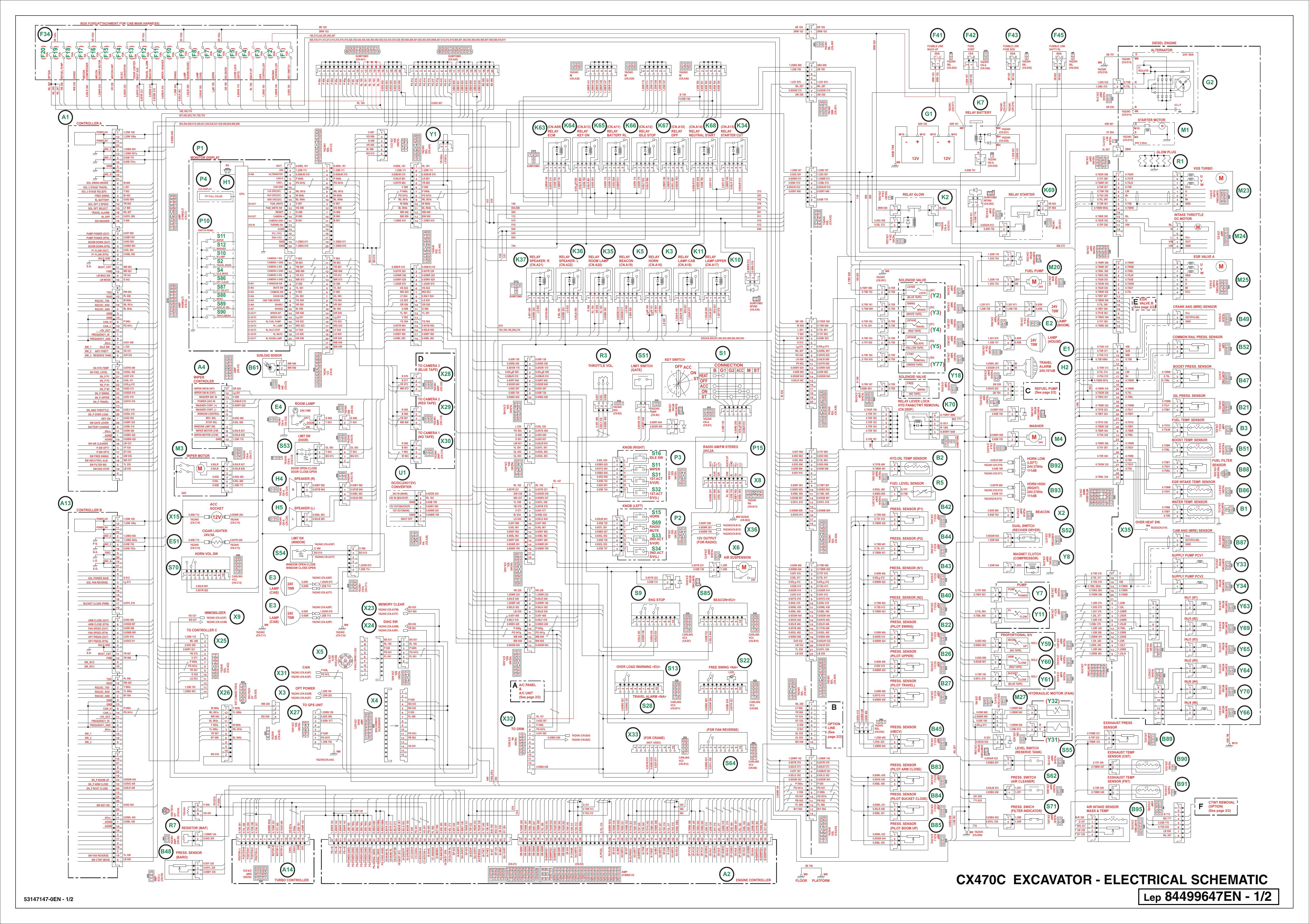 CX470C EXCAVATOR - ELECTRICAL SCHEMATIC